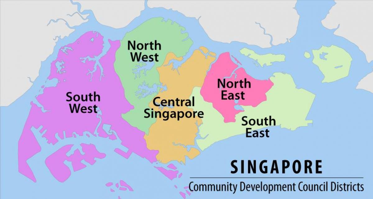 kartta Singaporen alueella