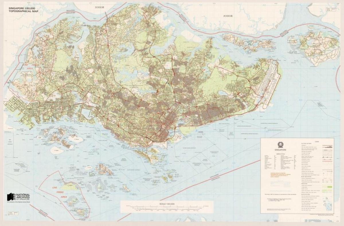 kartta topografinen Singapore