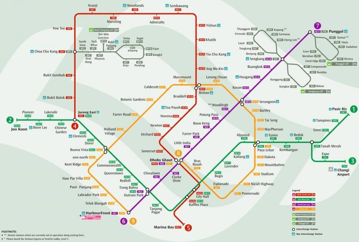 mrt järjestelmä, Singapore kartta