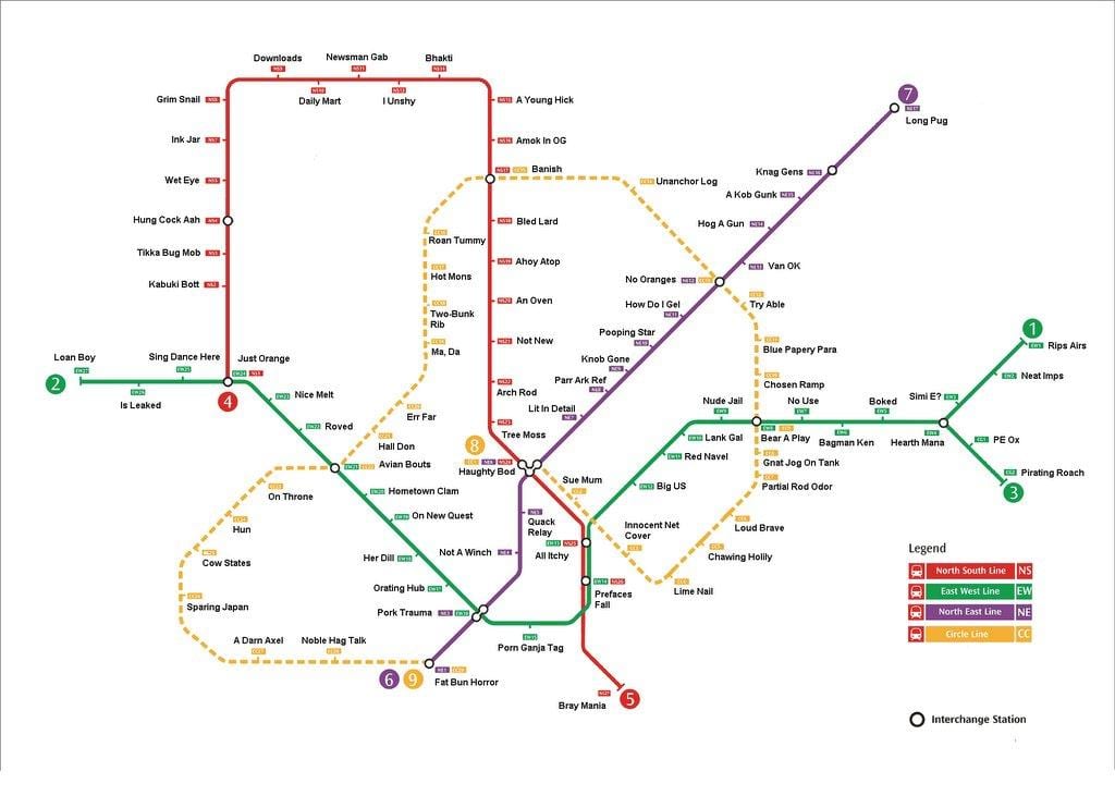 Singapore mrt-asemalta kartta