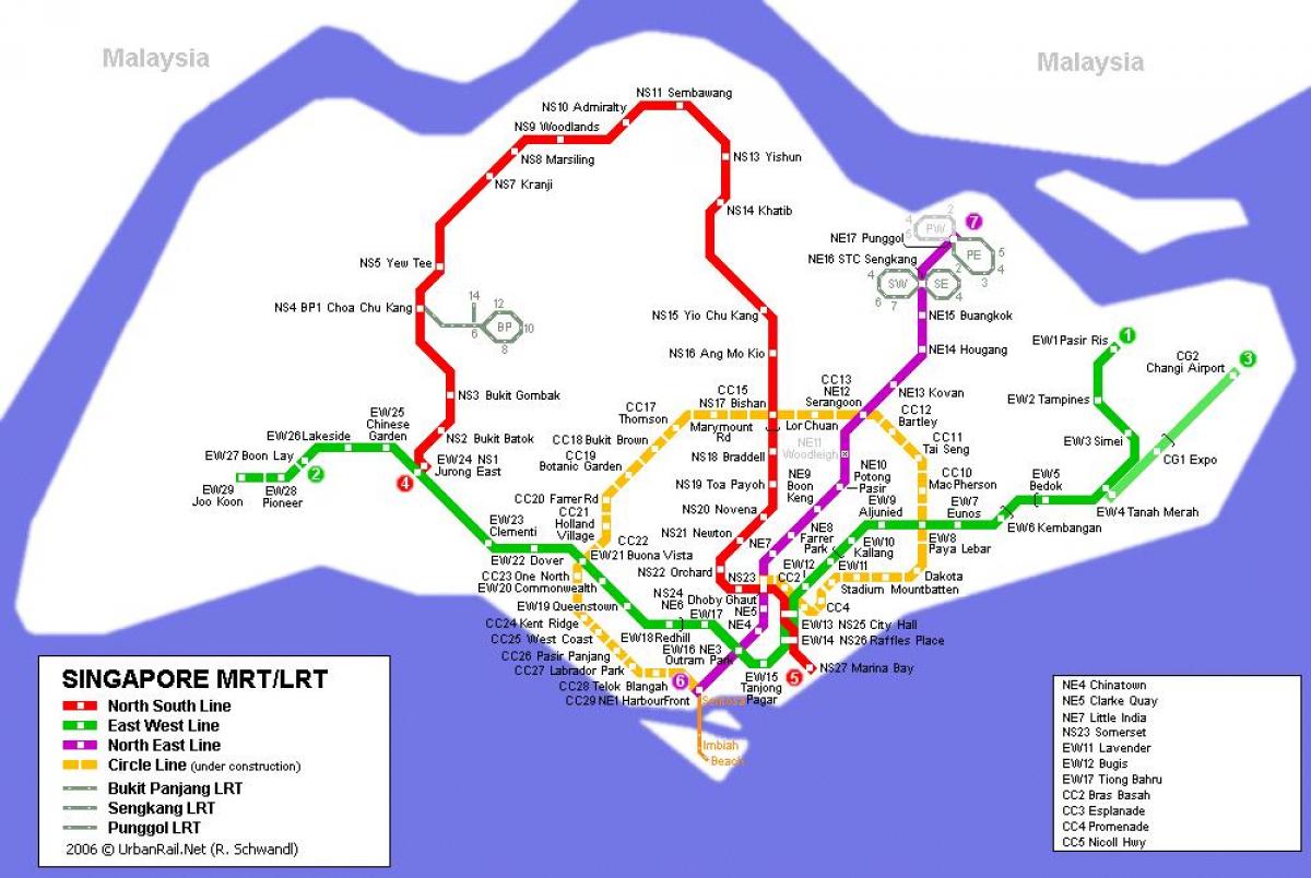 mrt-asemalta ja Singapore kartta