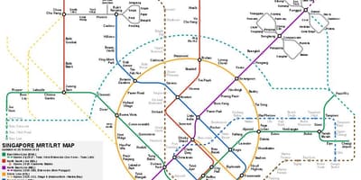 Singapore mrt järjestelmä kartta