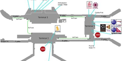 Kartta Singaporen lentokenttä